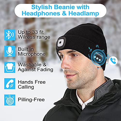 Bluetooth Hat Beanie with Headphones, Knitted Music Cap