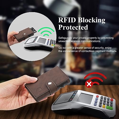 Tomylv RFID Blocking Leather Wallet with Pop Up Card Holder