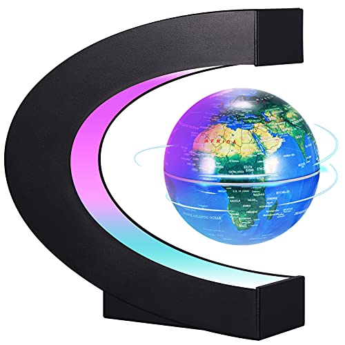 Levitating Globe with LED Lights, Magnetic C Shape
