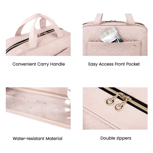 BAGSMART Travel Hanging Toiletry Bag - Pink