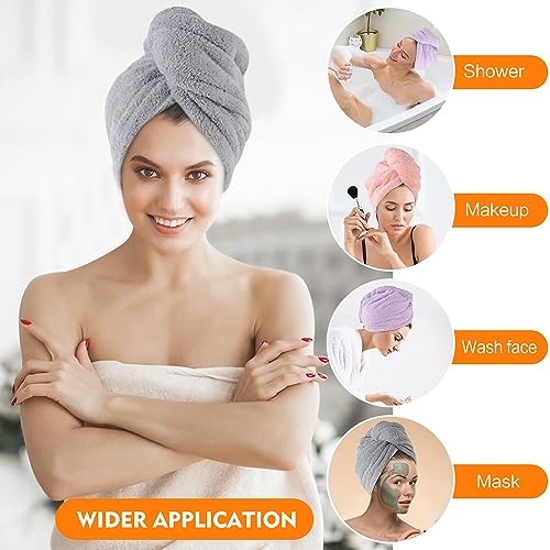 3-Pack Microfiber Hair Towel Wrap - Super Absorbent Turban
