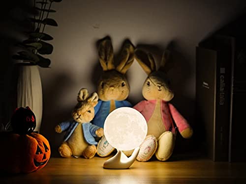 3D Moon Lamp - Ceramic Base, LED Night Light