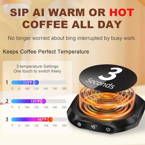 MQUPIN Mug Warmer with 3 Temperature Settings, Auto-off
