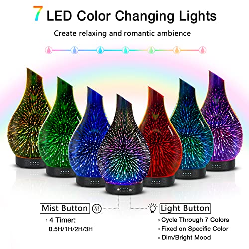 Ultrasonic Aroma Diffuser with Handmade Glass - 7 Colors