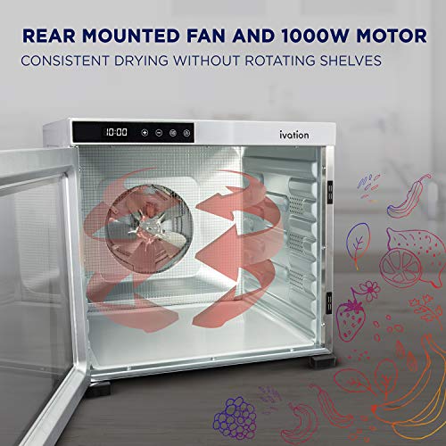 Ivation 10 Tray Food Dehydrator | 1000w, Digital
