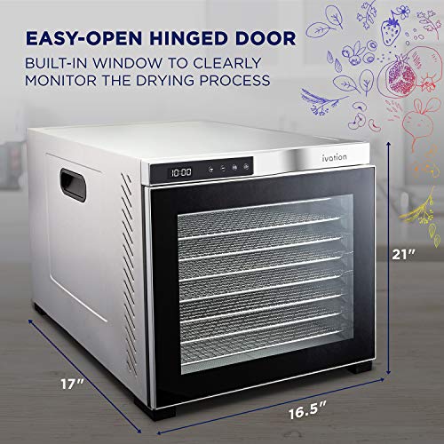 Ivation 10 Tray Food Dehydrator | 1000w, Digital