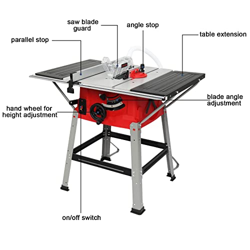 10" Table Saw with Dust Collector Port, Stand