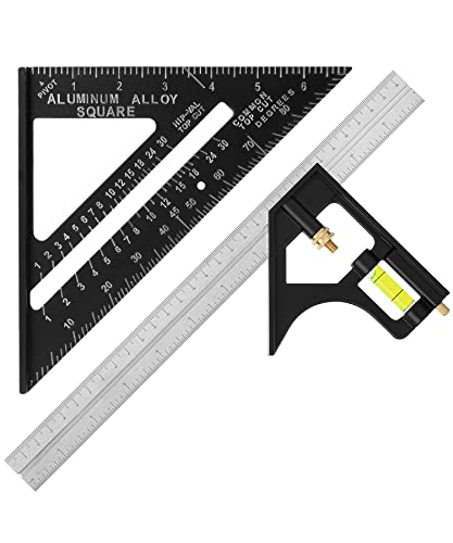 Woodworking Square and Combination Square Set, 7 Inch