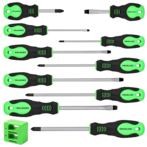 SWANLAKE 11-Piece Magnetic Screwdriver Set - Phillips/Flat Head