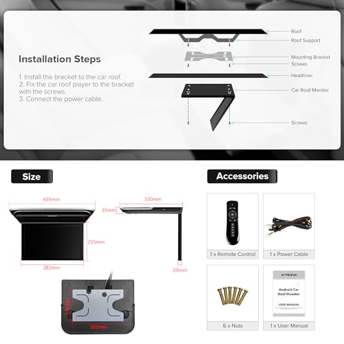 15.6” Android Car Overhead Player with Stereo Speakers