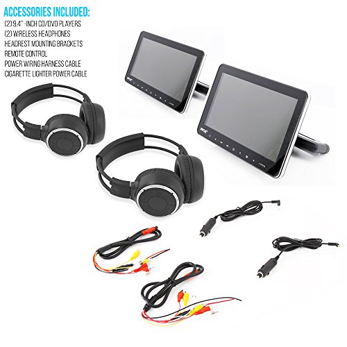 9.4" Dual Headrest Car DVD Player - Wireless Headphones