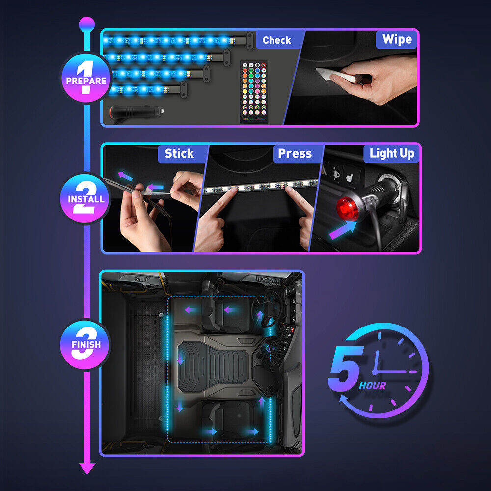 RGB LED Lights for Car Interior Decoration