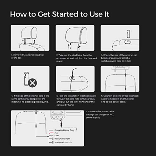 XTRONS Car Headrest DVD Player, 9 Inch Screen, Dual Monitor