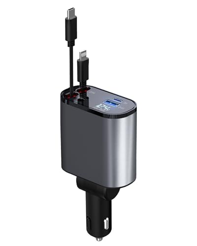 Retractable 4-in-1 Car Charger for iPhone and Galaxy