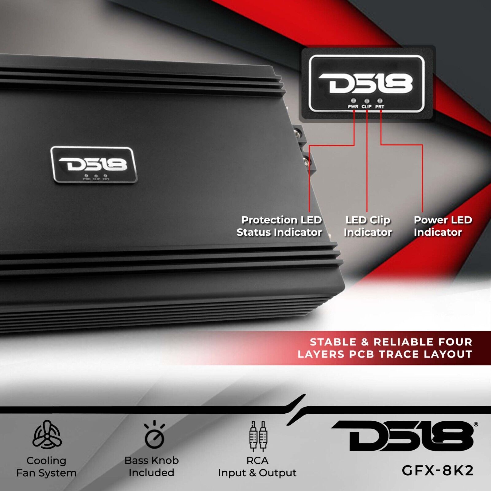 DS18 GFX-8K2 8000W Car Audio Amplifier