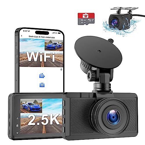 Premium Dual-Lens Car Dash Cam: WiFi, 2.5K+1080P