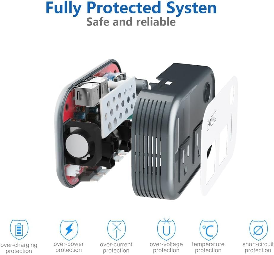 FOVAL 200W Car Power Inverter: 4 USB Ports