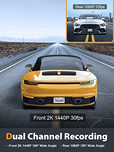 2K+1080P Dual Dash Cam, WiFi, 4K Front, Night Vision