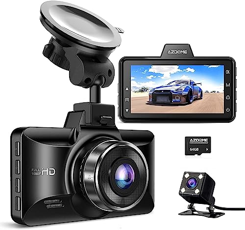 AZDOME Dual Dash Cam, Front and Rear, 3 inch 2.5D IPS Screen