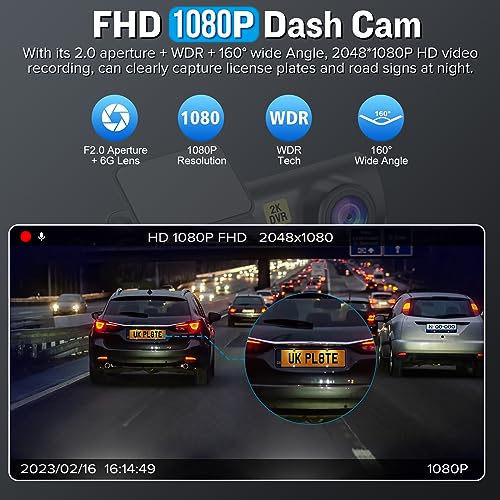 WiFi FHD 1080P Dash Cam with 160° Wide Angle
