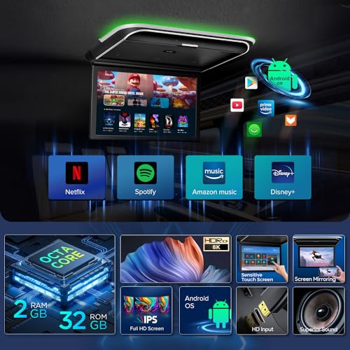 15.6” Android Car Overhead Player with Stereo Speakers