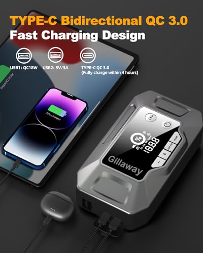 Gillaway Q11 4000A Car Jump Starter - Portable, Powerful