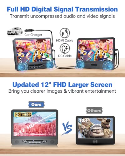 12" Dual Screen Car DVD Player with HDMI Input