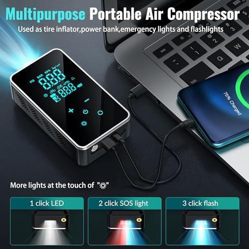 Portable Tire Inflator, 18000mAh Air Pump for Car