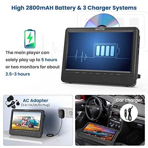 WONNIE 10.5" Car DVD Player Dual – Portable, Headrest