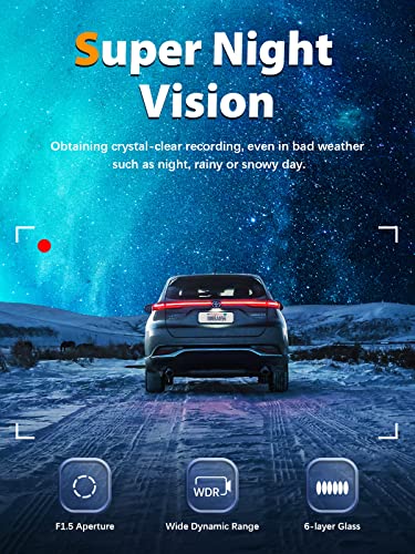 2K+1080P Dual Dash Cam, WiFi, 4K Front, Night Vision