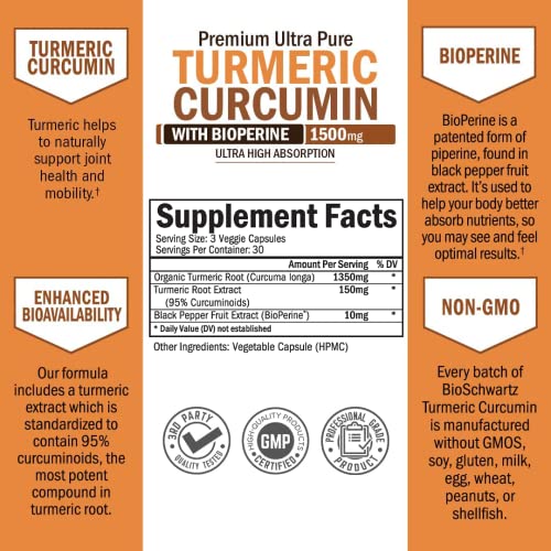Turmeric Curcumin BioPerine 1500mg Highest Potency Premium  EXP 08/2024