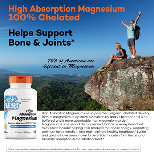 High Absorption Magnesium Chelate, Non-GMO, Vegan, 240 Count