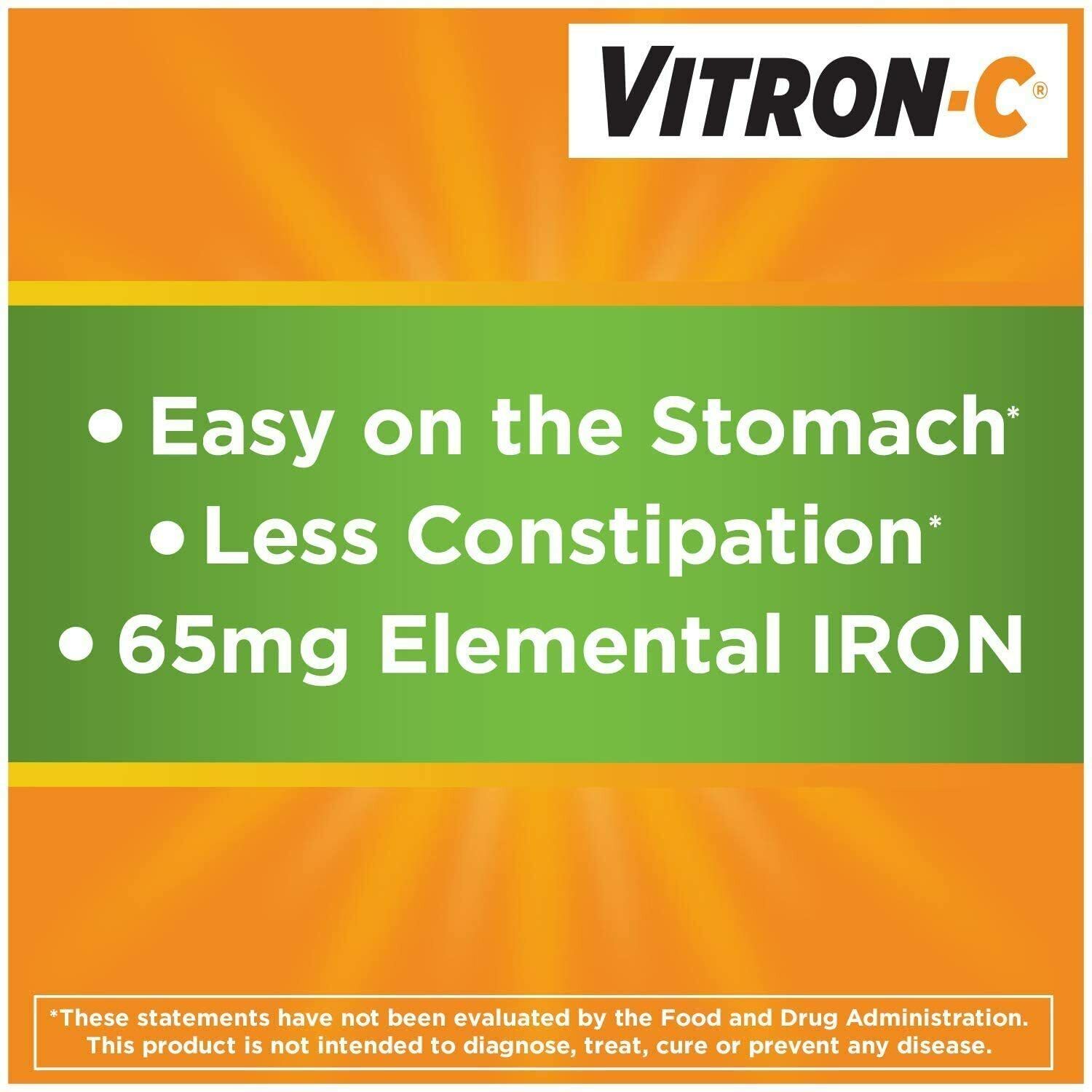 High-Potency Vitron-C Iron Supplement, 60 Count
