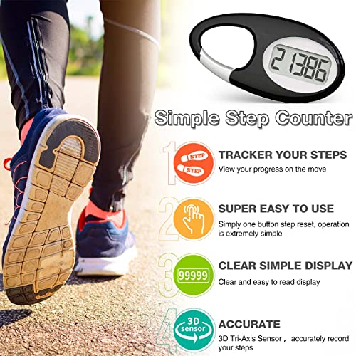 Black 3D Step Counter with Lanyard/Carabiner