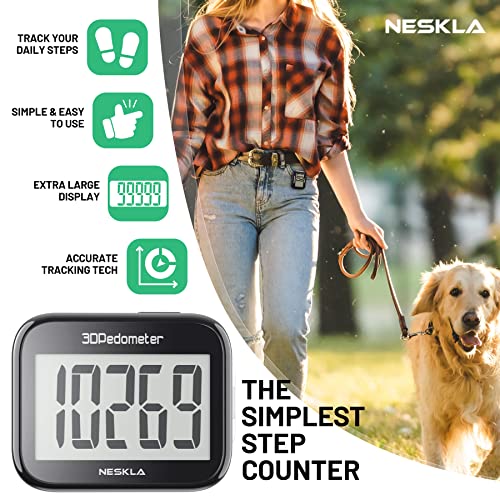 Large Display 3D Step Counter with Lanyard