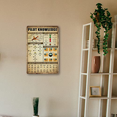 Retro Pilot Knowledge Metal Signs - Vintage Airplane Decor