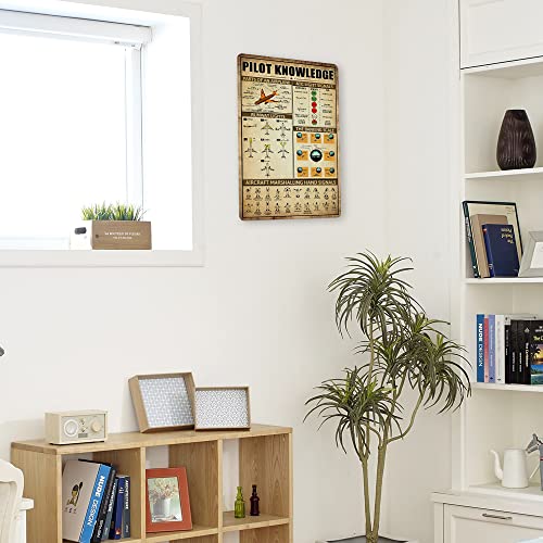 Retro Pilot Knowledge Metal Signs - Vintage Airplane Decor