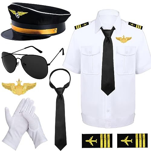 Matiniy Pilot Costume Set: T-Shirt, Hat, Tie, Sunglasses