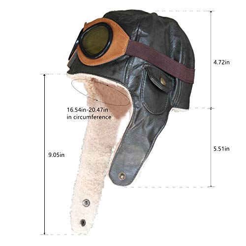 Kids Pilot Aviator Fleece Hat with Earmuffs - Celadon Brown