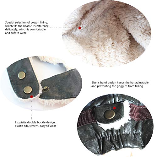 Kids Pilot Aviator Fleece Hat with Earmuffs - Celadon Brown