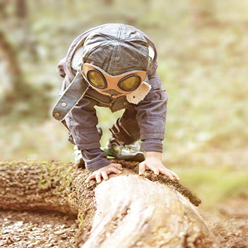 Kids Pilot Aviator Fleece Hat with Earmuffs - Celadon Brown