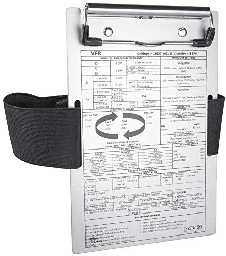 6+ Crystal Pilot Flight Pad with Clipboard & VFR Placard