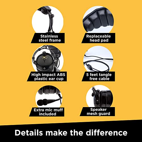 KORE AVIATION KA-1 Aviation Headset | Mono/Stereo, Noise Reduction, Mic