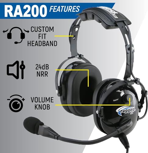 Rugged Air RA200 General Aviation Headset with Full Flex Mic Boom