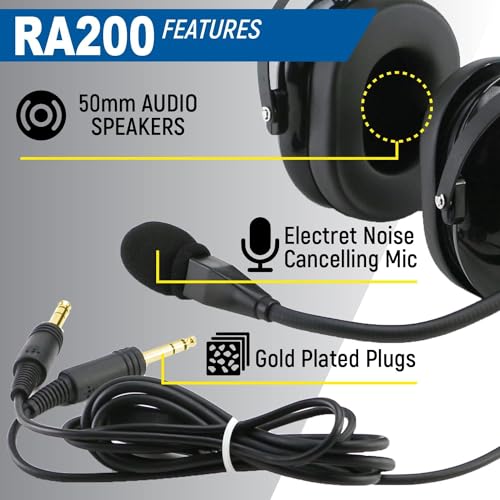 Rugged Air RA200 General Aviation Headset with Full Flex Mic Boom