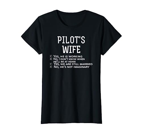 Funny Pilot's Wife Checklist T-Shirt for Husband