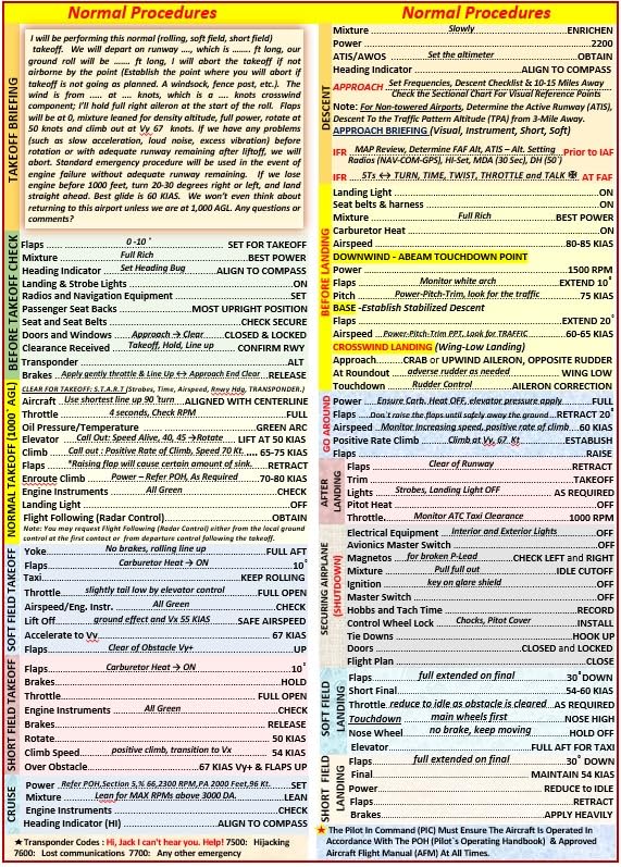 Cessna 152 Checklist - QRef for Student Pilots