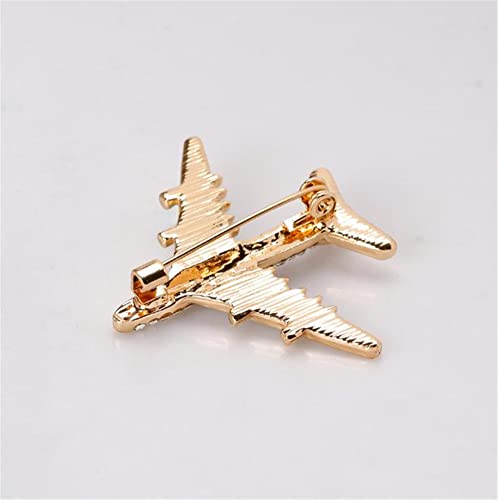 Airplane Enamel Lapel Pin - Crystal Rhinestone - Blue & White