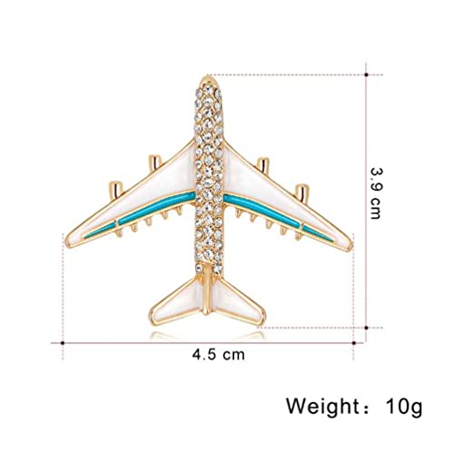 Airplane Enamel Lapel Pin - Crystal Rhinestone - Blue & White