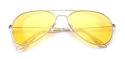 Night Vision Polarized Aviator Sunglasses - Gold/Yellow